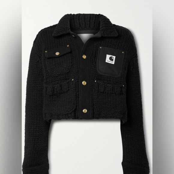 NWT - SACAI + Carhartt WIP cropped canvas-trimmed ribbed